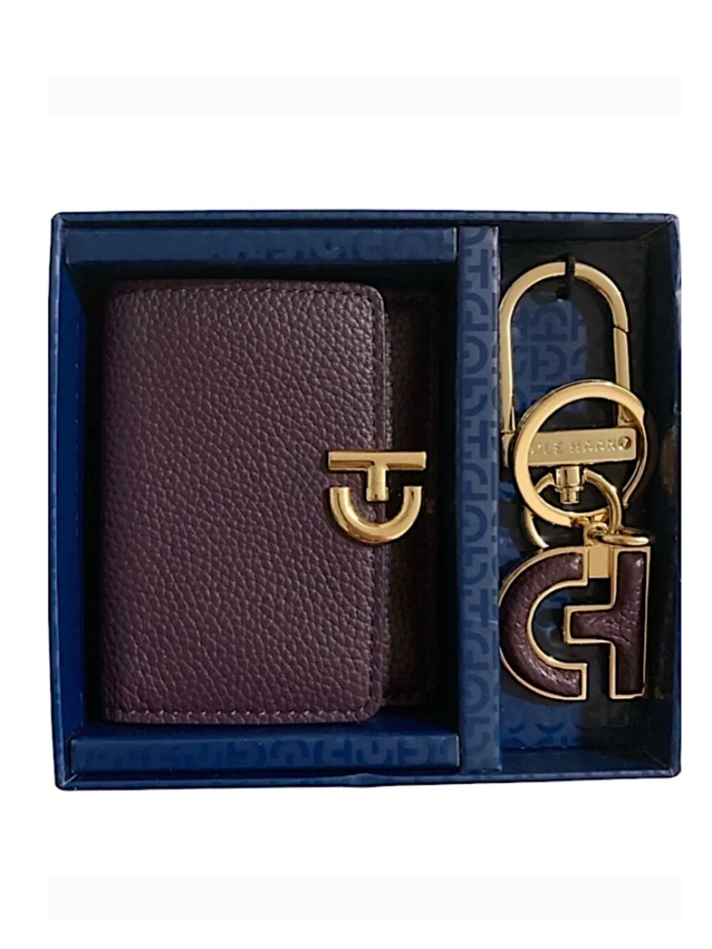NEW COLE HAAN GRAND SERIES ESS Wallet & Key Fob Gift Set Blackberry Cordial